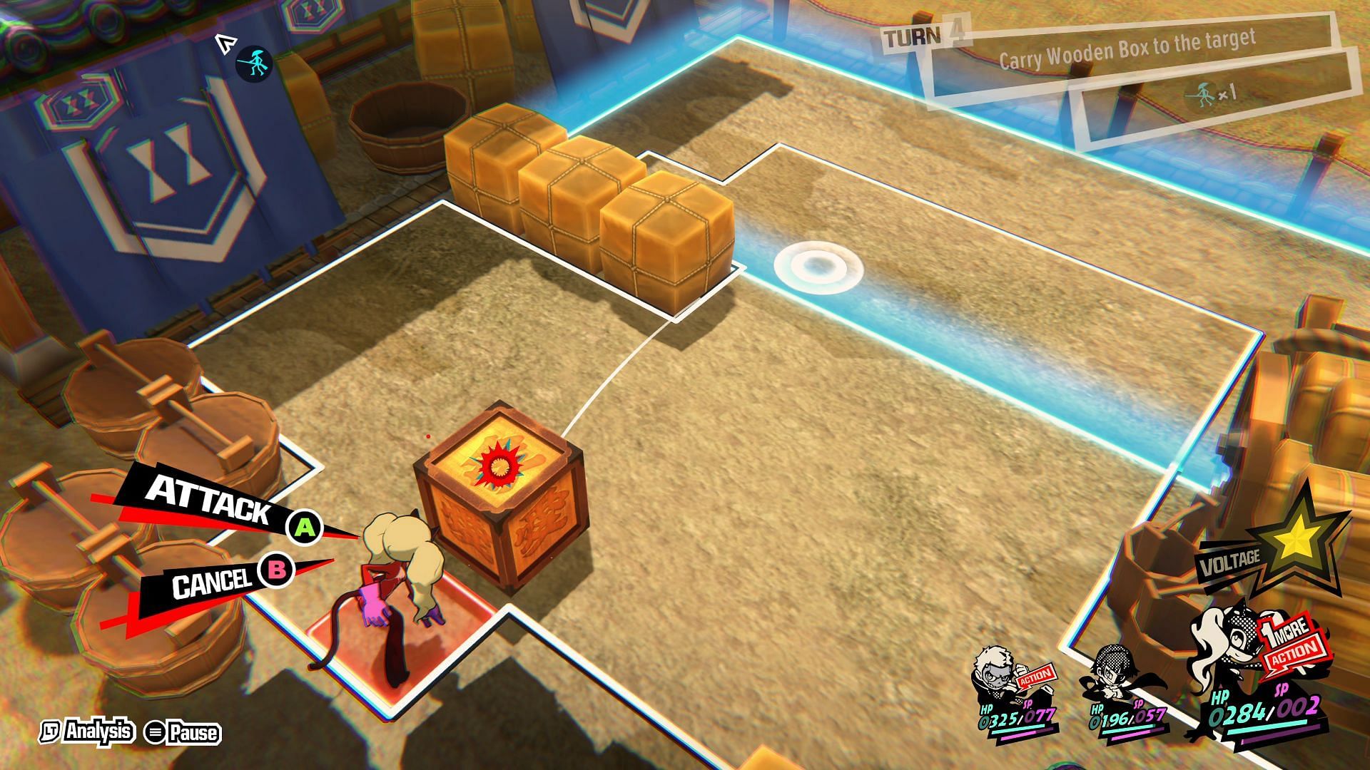 Hit the box into the Objective Area (image via Persona 5 Tactica)